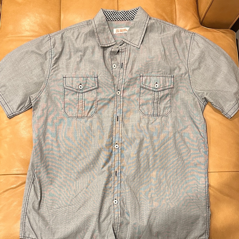 Michael Brandon Light Gray Casual Button Down Shirt